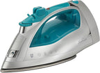 Sunbeam Turbo Steam Iron, 1400 Watt, Nonstick Ceramic Soleplate, Horizontal or Vertical Shot of Steam, Quick Heating, 3-Way Auto-Off, White and Chrome (Chrome/Teal)