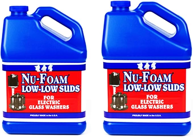 Low Low Suds Liquid Detergent for Bar Glassware - Original Streak-Free Solution - Hand Washing Bar, Tavern, Brewery Supplies - Concentrated - 1 Gallon (Pack of 2) (1 Gallon (Pack of 2))