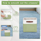 Collapsible Fabric Storage Cubes 11x11 Cube Storage Bins, 4 Pack Closet Baskets Box with Handles for Organizing, Shelf, Toys, Clothes, Home, Office, Nursery (Green&White)