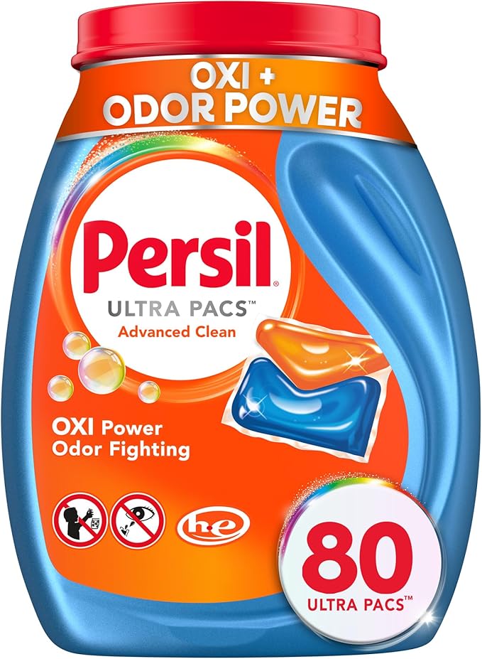 Persil Ultra Pacs Advanced Clean Oxi+Odor Power Laundry Detergent, 80 count