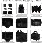 Qivine Cleaning Caddy with Handle, Cleaning Supply Caddy Foldable Tool Bag Cleaning Products Organizers Portable Cleaning Bucket Organiser for Storing Towels（Black Square）