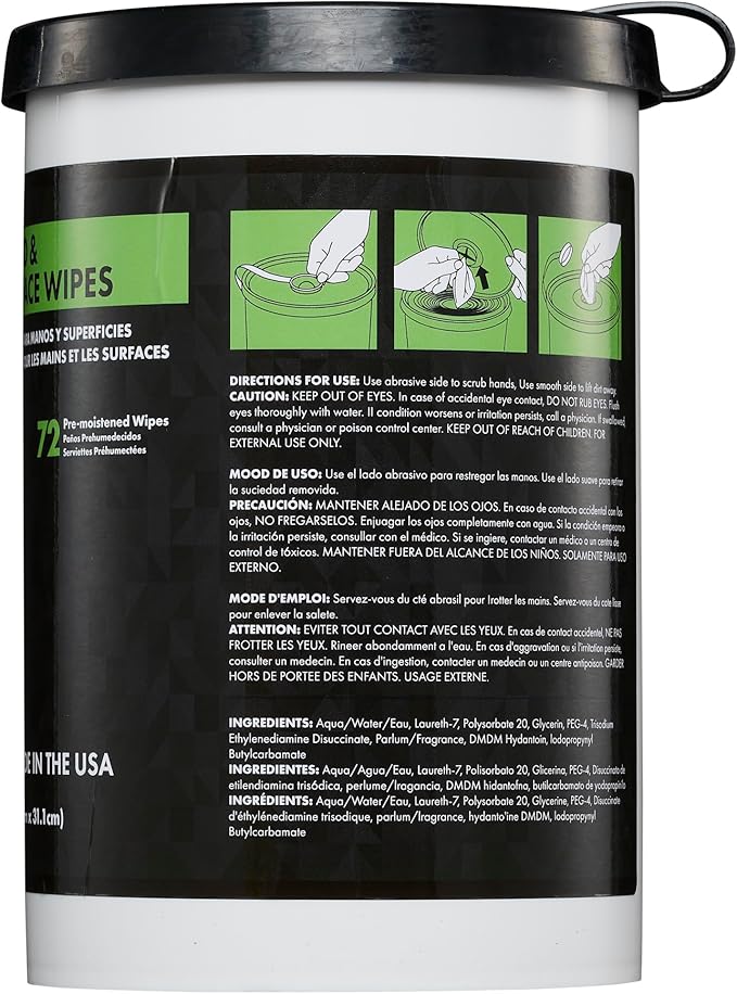 NatureGrit Hand & Surface Wipes: Heavy Duty Grease & Grime Removal, Degreaser Wipes for Mechanics, Workshop Use (1)