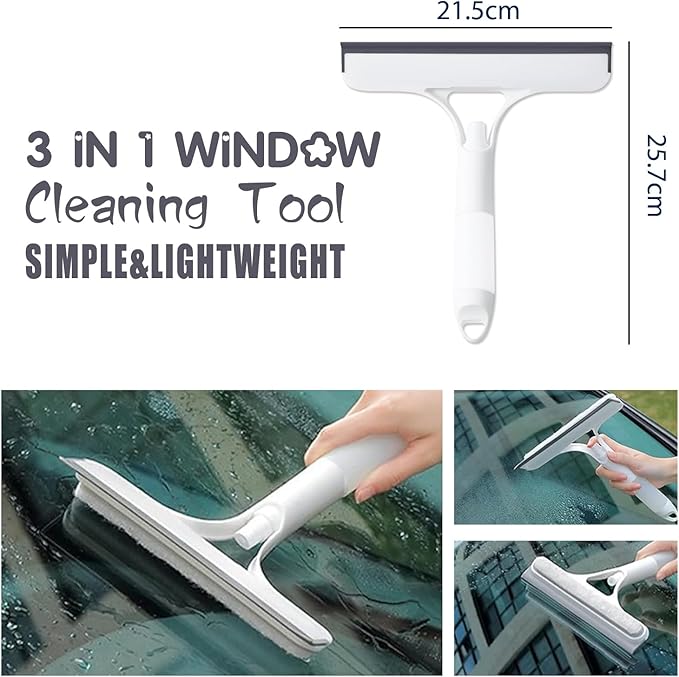 3 in 1 Spray Squeegee, 3 in 1 Window Cleaning Scraper, Window Squeegee with Spray, WindowSqueegee Cleaner Tool with SprayBottle for Glass, Flooring and Tiles, etc (White)