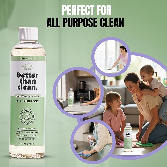 Better Than Clean™ All Purpose Cleaner Concentrate – Fragrance Free, Plant-Based, Non-Toxic, Multi-Surface Cleaner for Granite, Marble, Stone & More – 8oz Makes 4 Bottles