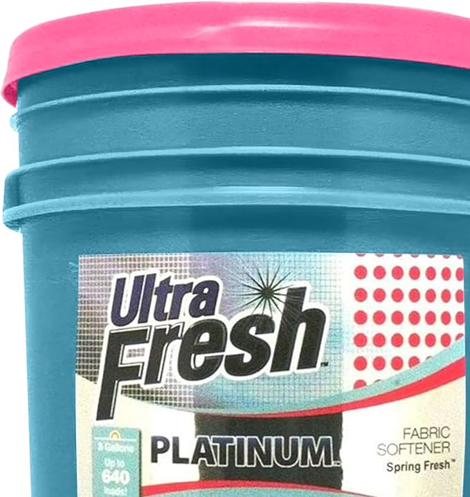 Ultra Fresh Platinum 5 Gallon Spring Fresh Scented Fabric Softener Liquid with Pump for Easy Dispensing for Up to 640 Laundry Loads (5 Pack)