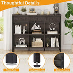 FATORRI Rustic 6 Cube Storage Organizer Bookshelf with 3 Drawers, Short Low Horizontal Bookshelf for Living Room, Industrial Wood and Metal Cubby Bookcase for Home Office (Walnut Brown, 47 Inch)