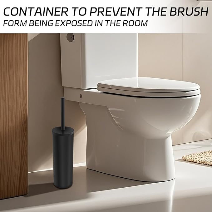 Stainless Steel Toilet Brush with Holder Set for Bathroom Storage and Organization Toilet Bowl Cleaner Brush and Holder (1, Black)