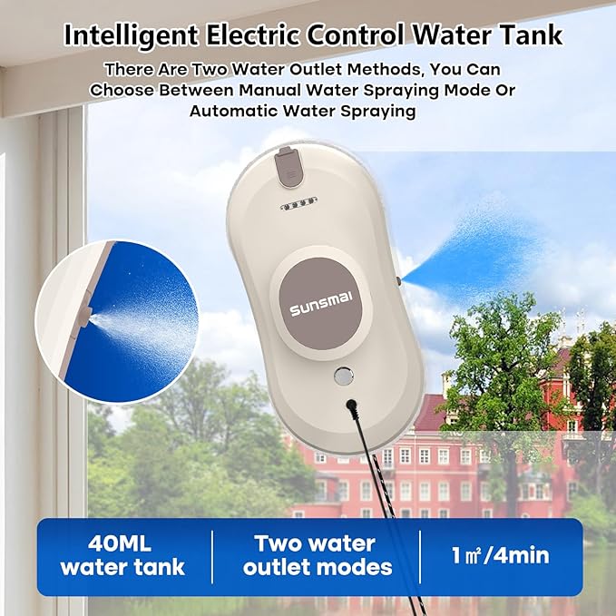 Automatic Window Cleaning Robot with 2800PA Suction, Intelligent Edge Detection 3.0 Path Planning, Water Spray, and Remote Control - Electric Window Cleaner Rotot for Effortless Cleaning