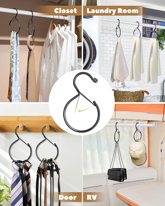 Supforce 2 Pack Belt Hanger, Belt Hanger for Closet, Rust-Proof Belt Organizer for Closet, Holds Ties, Scarves, hat, Bags & Accessories, Black