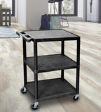 Luxor Multipurpose Storage Utility Cart 3 Shelves Structural Foam Plastic - Black