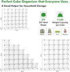 C&AHOME Cube Storage Organizer, 30-Cube Shelves Units, Closet Cabinet, DIY Plastic Modular Book Shelf, Ideal for Bedroom, Living Room, Office, 60.6" L x 12.4" W x 72.6" H Transparent White UPCS30W