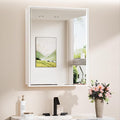 TokeShimi 24x30 Recessed Medicine Cabinet with Mirror Wall Mounted, Metal Beveled Mirror with Storage for Bathroom Vanity, Aluminum White Medicine Cabinet Mirrored