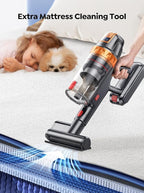 Cordless Vacuum Cleaner, 600W with Extra Mattress Cleaning Tool, 45KPA Stick Vacuum Cleaners for Home 60 Mins Runtime, Self-Standing, Wall Mount Charging, Rechargeable Vacuum for Floor Carpet Pet Hair