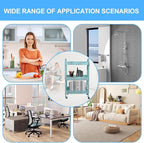 3-Tier Rolling Utility Cart with Lockable Wheels Storage Slim Storage Heavy Duty Cart Mobile Shelving Unit Craft Narrow Organizer for Bathroom Laundry Kitchen (Vintage Blue)