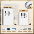 TAILI 8 Pack Vacuum Storage Bags, LONG SIDE ZIP (4 Large+4 Jumbo), Multi-Size Vacuum Seal Bags for Clothing, Storage Bulky Beddings, Blankets and Clothes, Space Saver for Closet Organization