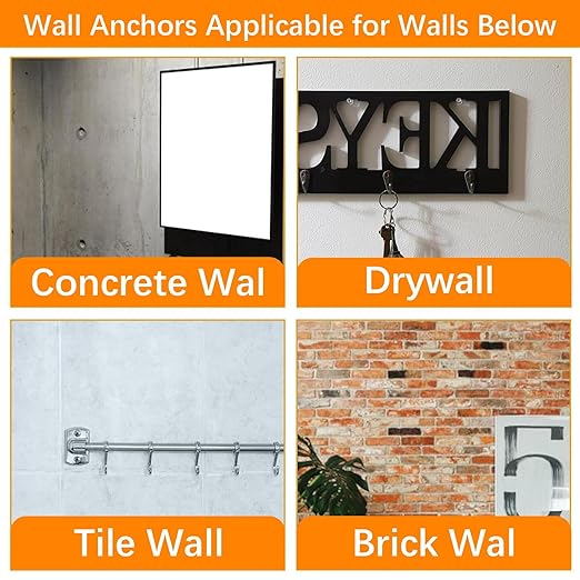 396 Pcs Drywall Anchors and Screws Kit, Dry Wall Anchors and Screws Kit, Dry Wall Screw Anchor Set, Plastic Anchor and Phillips Flat Head Screw for Concrete Brick Frame Canvas Picture Hanging Set