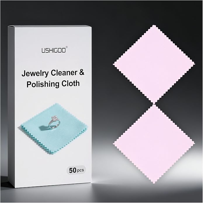 50pcs Jewelry Cleaning Cloth Polishing Cloth for Sterling Silver Gold Platinum Small Polish Cloth (3" x 3")