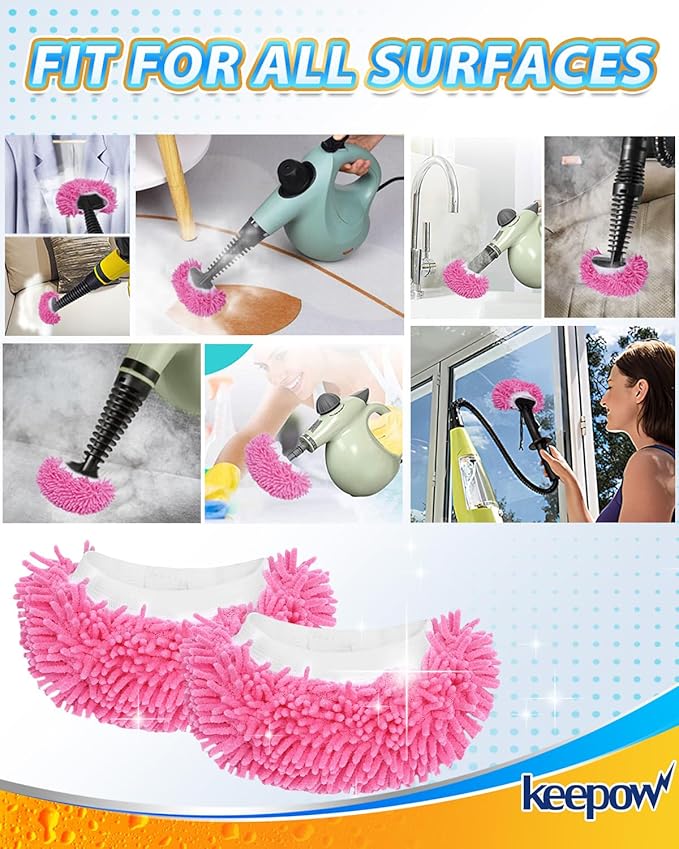 KEEPOW 10 Pack Steam Cleaner Attachments for Most Handheld Steam Cleaner Microfiber Cloths Cover Compatible with Bissell Steam Shot, Wagner, McCulloch, Comforday Steam Cleaner Accessories