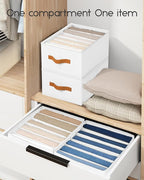 Homsorout Closet Organizers and Storage - Fabric Clothes Organizer with Handles, Foldable Jeans Organizer for Clothes, Drawer Organizer for Shirts, Bra, Sweater, Scarf, 4 Pack, White