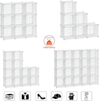 HUBSON Wire Cube Storage Organizer, Book/Toy/Craft/Potted Plants and petCloset Organizers and Storage Shelves, 20-Cube Freely Combinable Metal Grids Storage Shelf,White Plus Iron