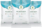 Grab Green Wet Dryer Sheets, 96 Count, Fragrance Free, Plant Based, Softens Fabrics, Reduces Static Cling and Wrinkles
