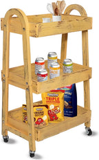 3-Tier Rolling Utility Cart with Lockable Wheels Storage Slim Storage Heavy Duty Cart Mobile Shelving Unit Craft Narrow Organizer for Bathroom Laundry Kitchen (Vintage Yellow)