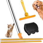 3 in 1 Carpet Rake for Pet Hair Removal Tool, 51” Adjustable Long Handle Pet Hair Removal Broom, Pet Grooming Brush, Cat Dog Hair Remover Carpet Scraper for Rugs, Mats