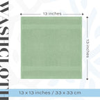 White Classic Luxury Cotton Washcloths 13x13 Inch - 650 GSM Turkish Cotton | Hotel, Spa, Bathroom Face Towel | 12 Pack, Light Green