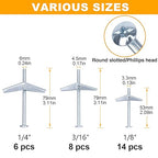 KURUI Heavy Duty Hollow Wall Anchors for Drywall Ceiling, Toggle Bolts and Wing Nut Kit, 28Pcs Metal Drywall Anchors and Screws Assortment Set, 3 Sizes Butterfly Anchors for Hanging 1/8, 3/16, 1/4