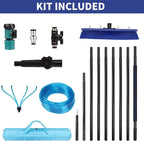 Water Fed Pole Kit, 33 FT Length Adjustable Solar Panel Window Cleaning Brush and Pole, 4-33ft Aluminium Pole Window Washing Kit for Cleaning Windows, Solar Panels and Roof