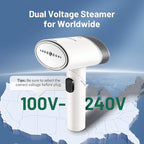 Travel Steamer for Garments with Dual Voltage for Worldwide Use, 120V/220V Foldable Handheld Fabric Wrinkle Remover,15s Fast Heat-up, 1200W Horizontal & Vertical Steaming, 1.9 Pounds