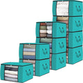 Fab totes Storage Bags,Clothes Blanket Storage Bins Foldable Closet Organizers with Reinforced Handle for Home Dorm Storage and Organization,Fabric Bags for Organizing Sheets,Clothing (Green,10 Pack)