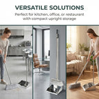 Metal Dustpan with Soft Bristles Broom Heavy Duty Stainless Steel Upright Standing Dust Pan and Broom for Sweeping Indoor Outdoor Home Kitchen Office Lobby Hardwood Floor Cleaning