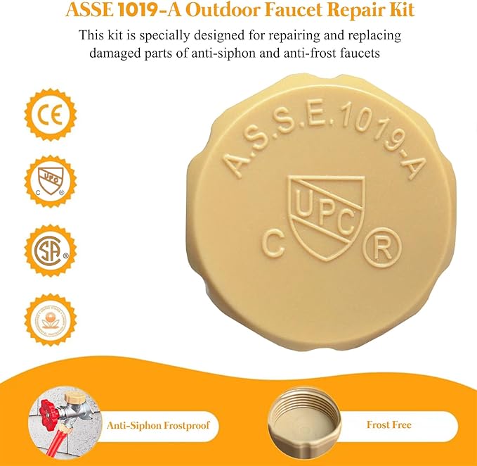 Outdoor Faucet Repair Kit, Frost-proof Valve Leak ASSE 1019-A Repair Kit, Anti-Siphon Valve VACVBKX1B Vacuum Breaker Repair Kit, Wall Hydrant Complete Replacement Kit, Hose Faucet Fitting Repair Kit