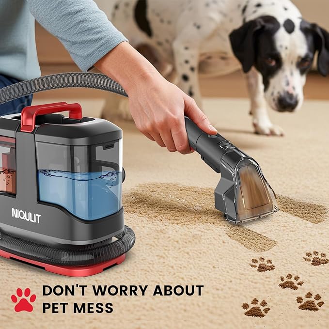 Portable Spot Cleaner Machine for Carpet and Upholstery, 15Kpa Powerful Suction for Pet Stain, Couche & Car, with Dual BrushHeads & Self-Cleaning System, Spot Cleaner for Area Rug, Stair and Furniture