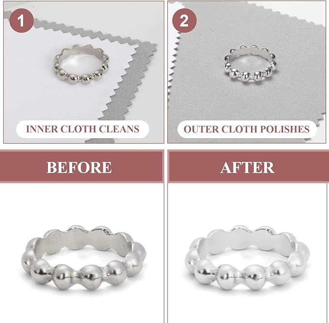 PINGMIC 6 Jewelry Cleaning Cloth, Professional Silver Polishing Cloth for Jewelry Sterling Silver Gold Platinum Copper Diamond, Multi-Layer polishing Cloths (11'' x 14'' * 2 Pcs, 4'' x 8'' *4 Pcs)