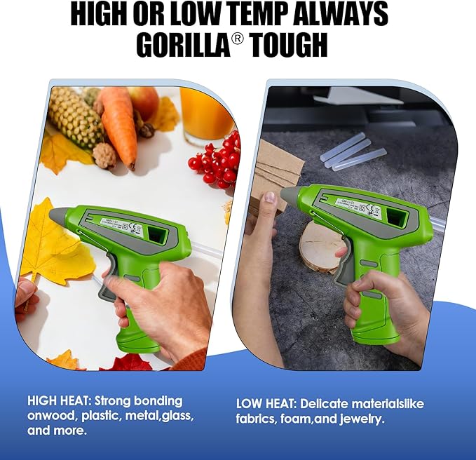 Cordless Hot Glue Gun Kit Includes 30 Hot Glue Sticks, Switch with 10W Drip-proof Design with 15-Second Fast Heating, Suitable for DIY Crafts, Fabric, Wood & Home Repairs(Green)