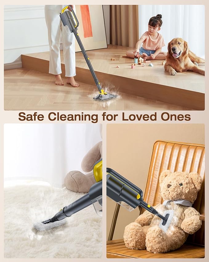 LABIGO 10-in-1 Steam Mop with Detachable Handheld Steamer, 350ml Tank, 10s Heat-Up, 248°F Steam Cleaner, 2-Level Control and Swivel Head for Floor, Carpet, Tile - Lightweight and Multi-Surface, Gray