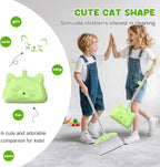 Mini Broom with Dustpan for Kids, 28-in Handle Kids Broom and Dustpan Set for Toddlers Cat-Shaped Children Broom and Cleaning Set Boys Girls Small Housekeeping Helper Set, Green