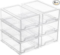 6 Pack Stackable Pull-Out Storage Drawers，Plastic Clear Organizer Bins with Handles，Easily Clean for Craft, and Toy Organization，Kitchen Undersink，Cabinet，Fridge，Closet，Pantry，Office，Bathroom
