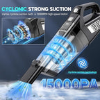 Handheld Vacuum Cordless, 15000PA Strong Suction Hand Held Car Vacuum Cleaner Portable with Multi-Nozzles & Washable Filter, Lightweight Dust Busters Rechargeable for Home, Car, Office, Pets