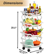 Rolling Rack Storage Cart, Foldable Metal Organizer with casters, Multi-Level Shelf for Kitchen, Office, Laundry, White 4-Tier 14.17" L x 10.71" W x 29.5" H