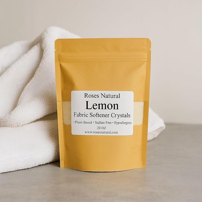 Fabric Softener Crystals, 20 oz, Plant-Based, Hypoallergenic Scent Beads, Softens & Freshens Laundry, Available in Peppermint, Lavender, Patchouli, Leather, Made in the USA (Lemon)