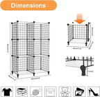 AWTATOS 6 Cube Storage Wire Closet Organizers DIY Stackable Storage Shelves Bookcase Cabinet for Home Office, Black
