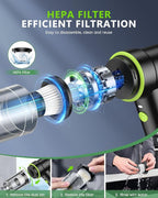 CODN Handheld Car Vacuum Portable Cordless 12000PA, 2 in 1 Handheld Vacuum Cleaner and Air Duster with Multi-Nozzles and LED Light, Mini Hand Held Vacuum Rechargeable for Home, Car, Office, Pet Hair