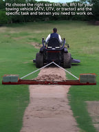 6ft Heavy Duty Drag Harrow for ATV, UTV, Tractor - Adjustable Tow Behind Leveling Rake with Weight Tray for Driveway Grader, Lawn, Field, Pasture, Food Plot Maintenance, Red(72 inch)