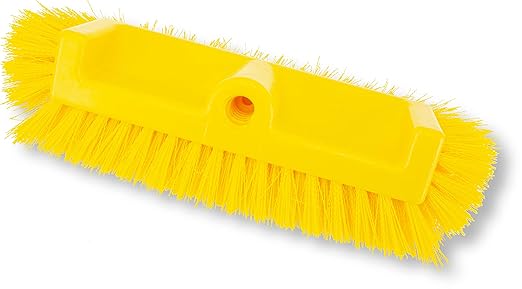 SPARTA Multi-Level Tile Scrub Brush 12" Wide Brush Head, Heavy-Duty Tile Cleaning Brush with End Bristles for Commercial Tiles, Tubs and Floor, Plastic, 12 Inches, Yellow