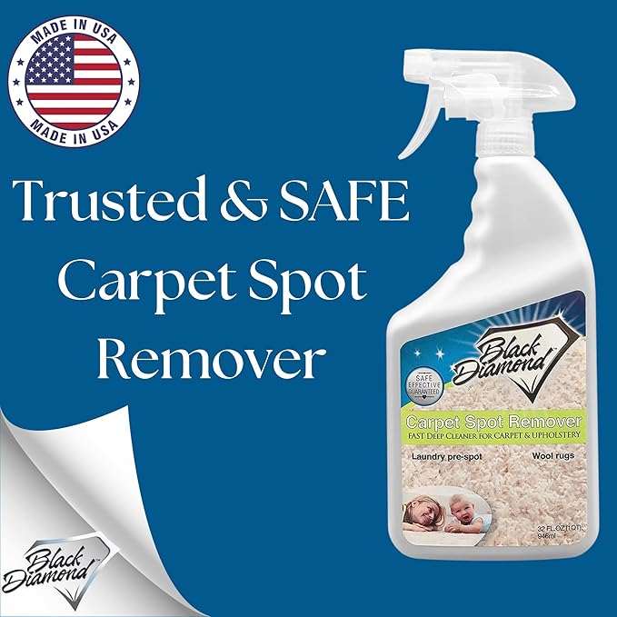 Black Diamond Stoneworks carpet and upholstery cleaner: this fast acting deep cleaning spot and stain remover spray also works great on rugs, couches, and car seats.(1-Quart)