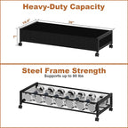 Fokyfok 2 Pack Under the Bed Storage Containers,36 inch Long Underbed Storage with Wheels,7.3 inch Height Under Bed Shoe Storage,Large Rolling under bed Clothes Storage Drawers with Lid for Dorm,Black
