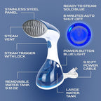 Steamer for Clothes 1200W, Compact Handheld Garment Steamer for Home, Travel, Office. Portable Clothing Steamer with Upgraded Large Capacity Water Tank. Fabric Wrinkle Remover.